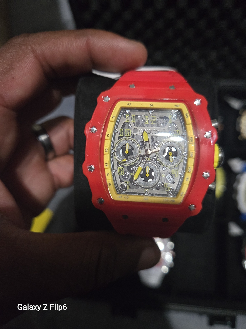 Invicta Red and Yellow Sport Chronograph Watch
